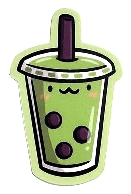 A sticker of a matcha bubble tea