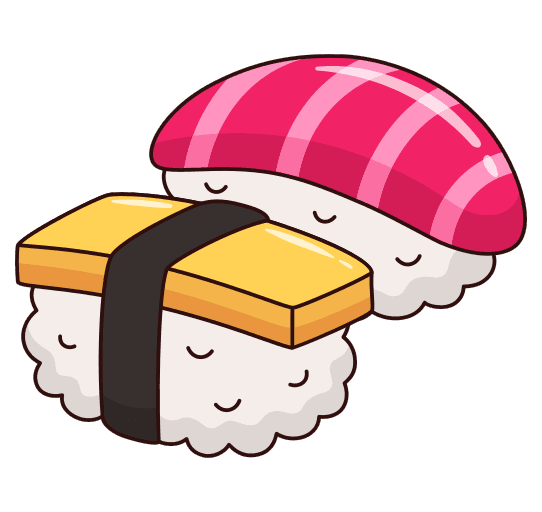 A sticker of two pieces of nigiri sushi